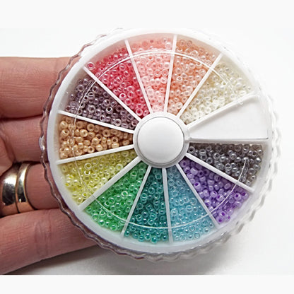 1800 Pastel Miyuki Seed Bead Wheel Size 11/0 12 Colours Rainbow Seed Beads, 150 of Each Color