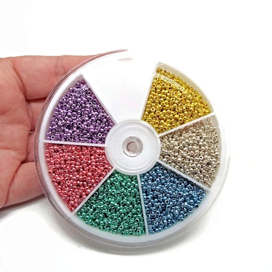 Preciosa Metallic Seed Bead Wheel, Size 11/0, 620 Beads in Each Section