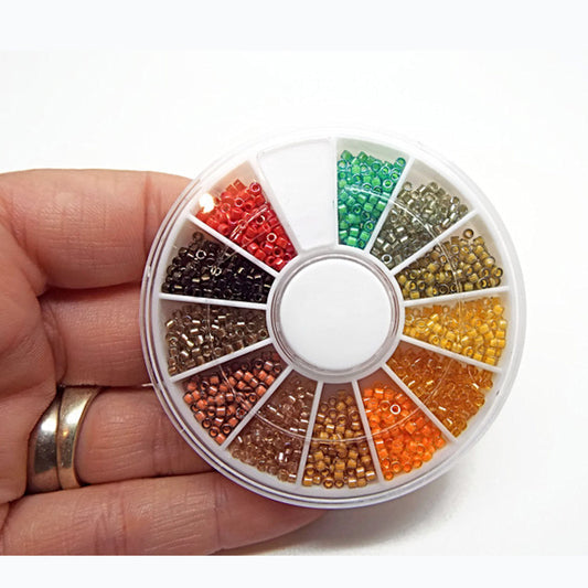 MIYUKI AUTUMN SEED BEAD WHEEL 12 Colours of Size 11/0 Miyuki Delica Beads. 2400 Seed Beads