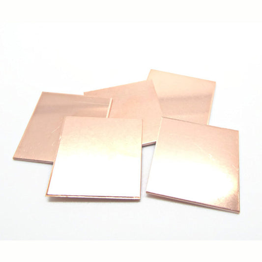 5 BARE COPPER SQUARE BLANKS 25x25mm, 1mm Thick Tags for Jewellery Stamping