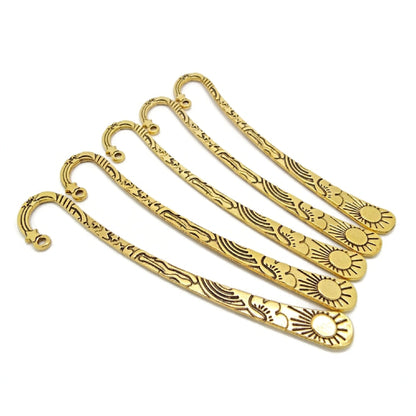 5 ANTIQUE GOLD BOOKMARKS with a Sun and Stars Design, Blanks for Beads Tassels & Charms, 124mm Bookworm Gift