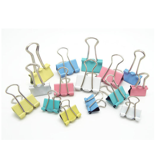 30 FOLDBACK BULLDOG Clips in 5 Pastel Colors and 3 Mixed Sizes, Metal Stationery Binder Photo Clips, Stationery Supplies