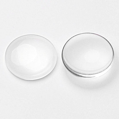 20mm Clear Glass Cabochons, Pack of 20, Flatback Domed for Art & Crafts