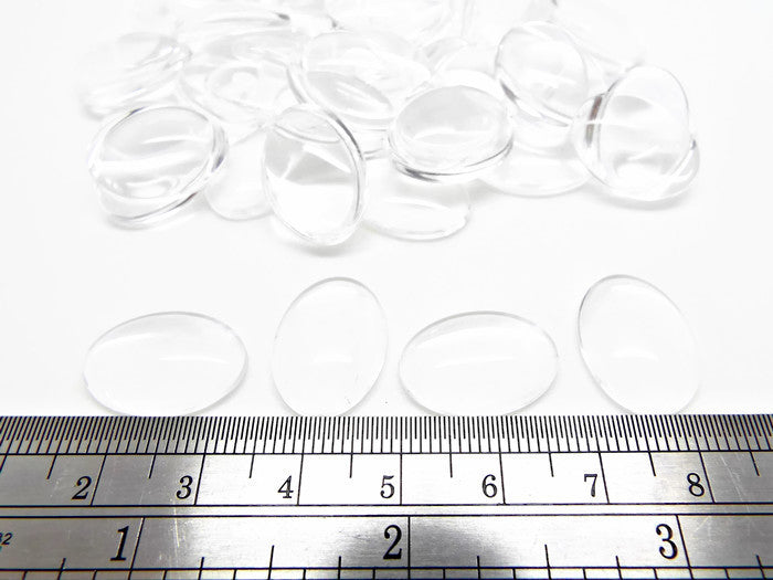 18x13mm Clear Glass Oval Cabochons, Pack of 30 Flatback Domed for Art & Crafts