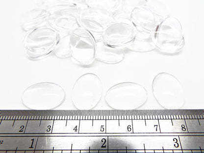 18x13mm Clear Glass Oval Cabochons, Pack of 30 Flatback Domed for Art & Crafts