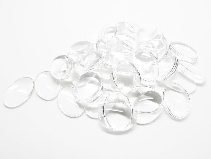 18x13mm Clear Glass Oval Cabochons, Pack of 30 Flatback Domed for Art & Crafts