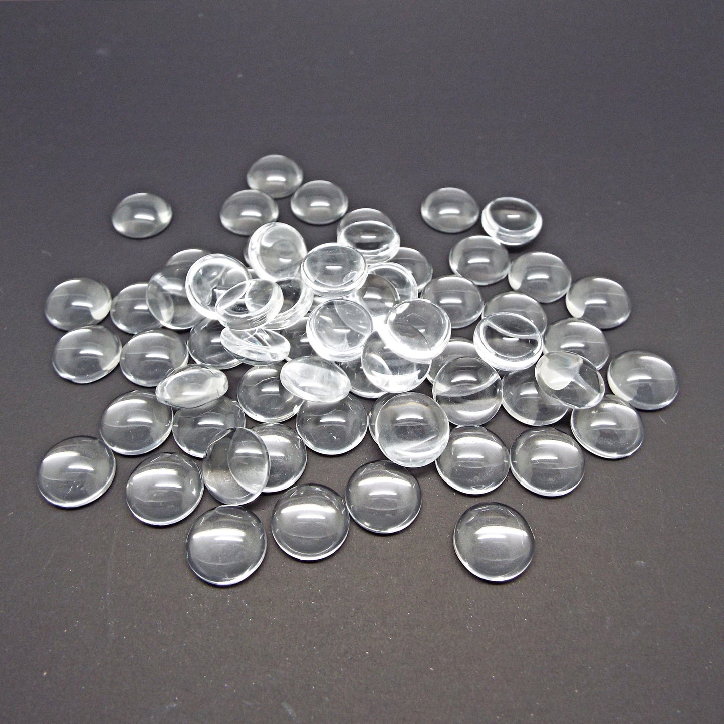 10mm Clear Glass Cabochons, Pack of 30, Flatback Domed for Jewellery