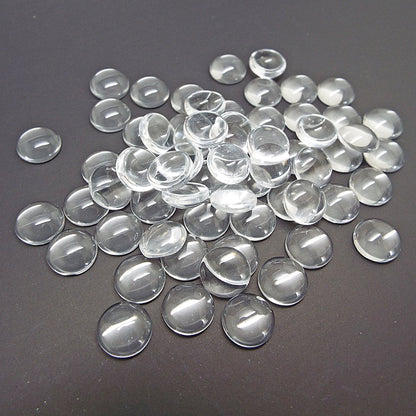 10mm Clear Glass Cabochons, Pack of 30, Flatback Domed for Jewellery