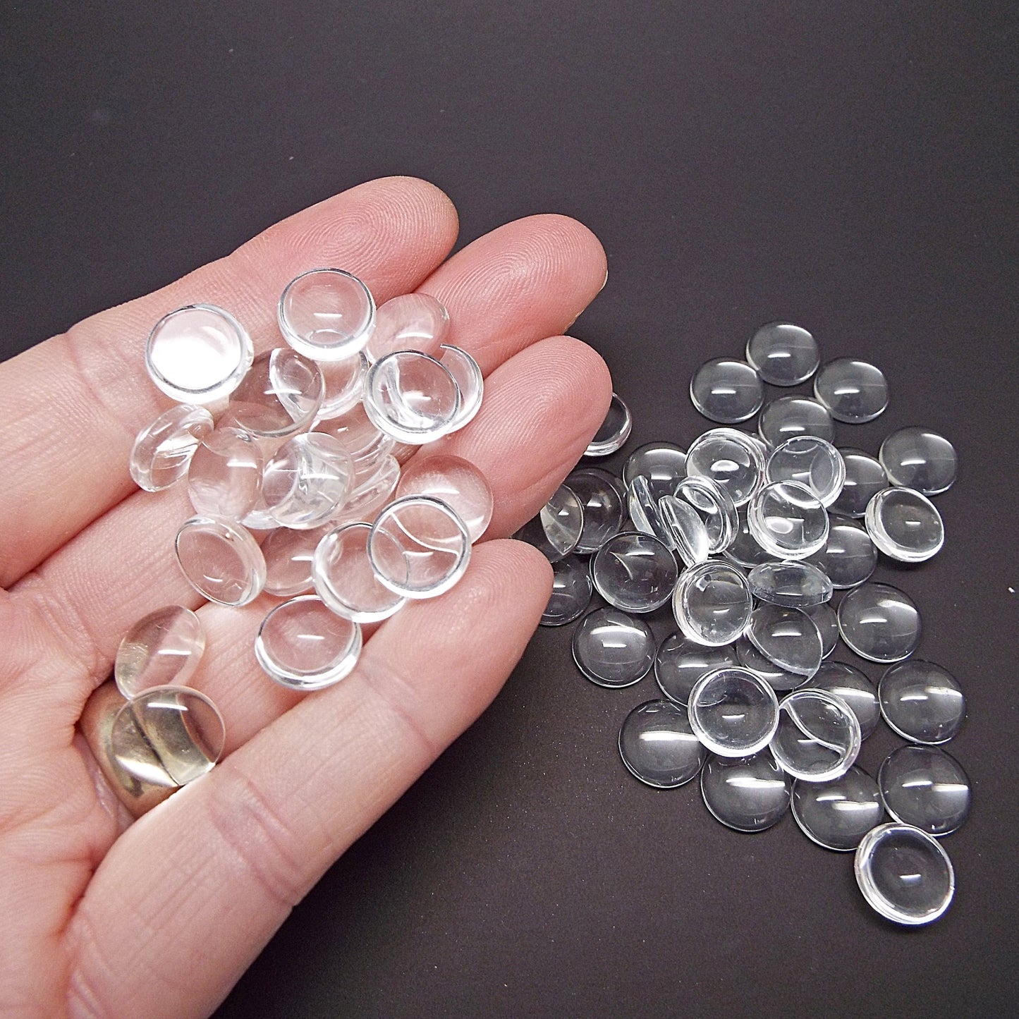 10mm Clear Glass Cabochons, Pack of 30, Flatback Domed for Jewellery