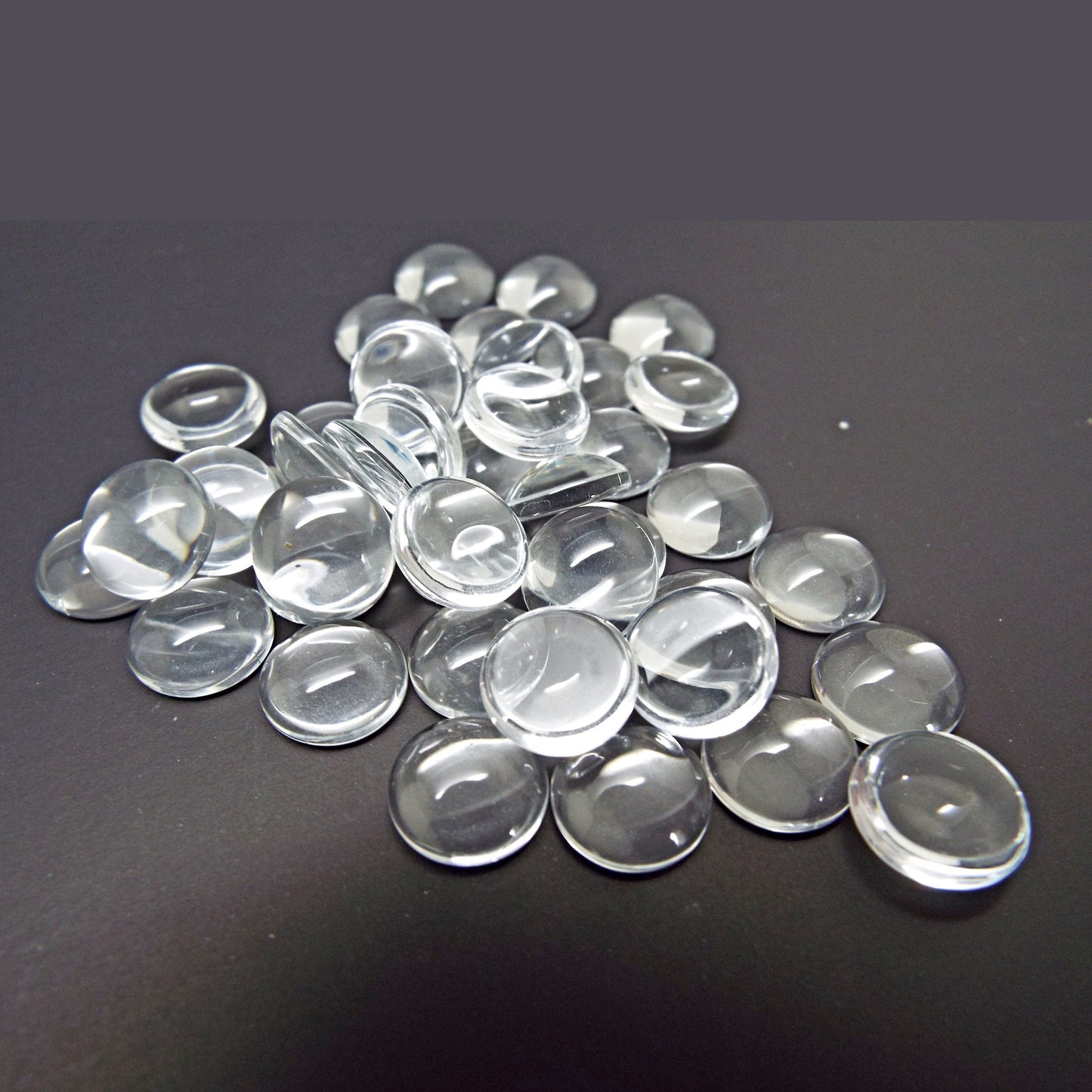 10mm Clear Glass Cabochons, Pack of 30, Flatback Domed for Jewellery