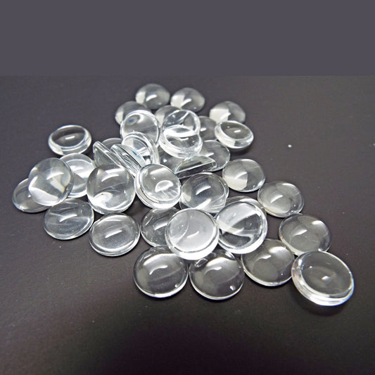 10mm Clear Glass Cabochons, Pack of 30, Flatback Domed for Jewellery