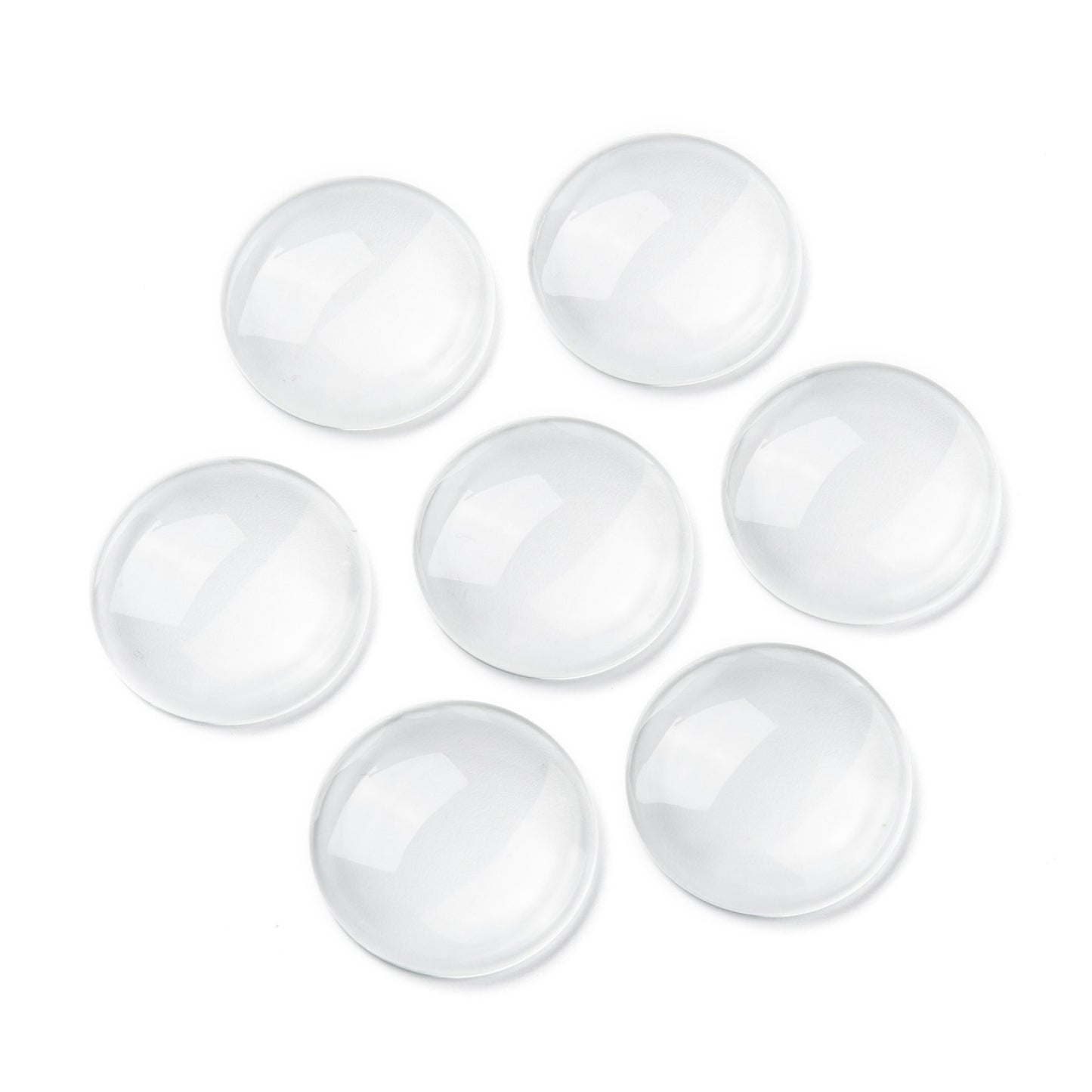 20mm Clear Glass Cabochons, Pack of 20, Flatback Domed for Art & Crafts