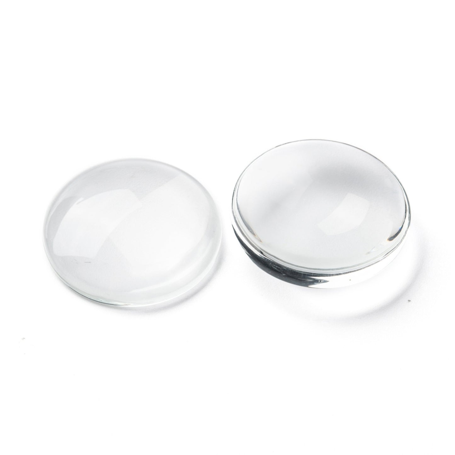 25mm Clear Glass Cabochons, Pack of 20, Flatback Domed for Art & Crafts