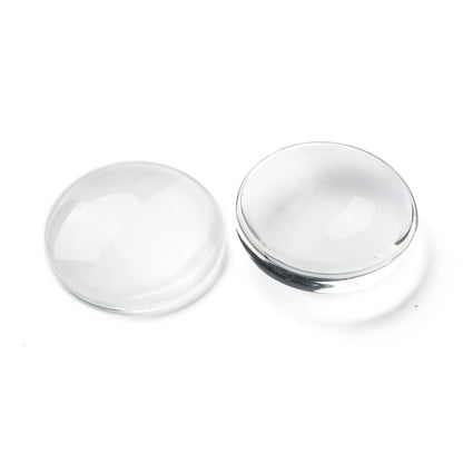 25mm Clear Glass Cabochons, Pack of 20, Flatback Domed for Art & Crafts