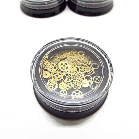 100 Gold Steampunk Watch Cogs for Crafts, Jewellery & Nail Art, Tiny Findings 3-6mm