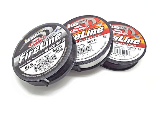 BeadSmith 6lb FIRELINE in Black, Smoke or Crystal Colour 45 Metre Coil, 0.15mm Diameter Beading Thread