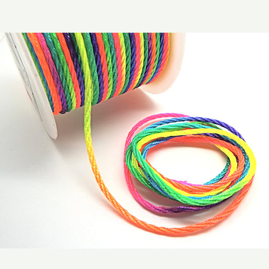 2MM RAINBOW JEWELLERY Cord 5M Length of Braided Nylon for Necklaces, Bracelets and Mixed Media Art