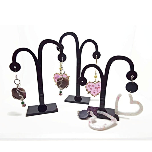 SET OF 3 BLACK Earring Display Jewellery Tree Stands, Holds 1 Pair Per Stand, Photo Prop or Earring Organisers