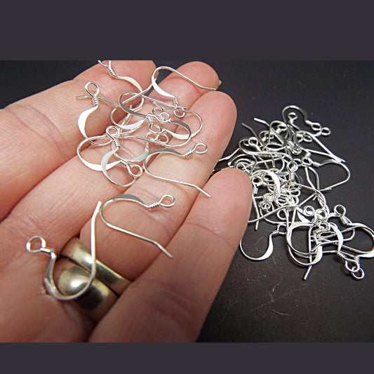 SILVER PLATED Ear Wires, 25 Pairs, 18mm, Coil & Fishhook, Pack of 50 (25 Pairs) Earring Hooks with Spring, UK Findings