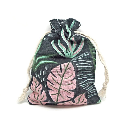 5 Leaf Design Gift & Jewellery Bags, 14x10cm, Reusable Fabric Drawstring Pouches