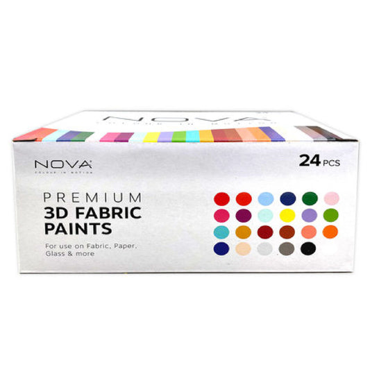 Nova 24 Pack 3D Paints for Fabric, Glass, Paper and More, 20ml 0.6 fl. oz