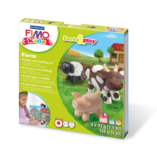 FIMO KIDS Polymer Clay Modelling Set, Form & Play Farm, Childrens Craft Kit, Christmas or Birthday Gift