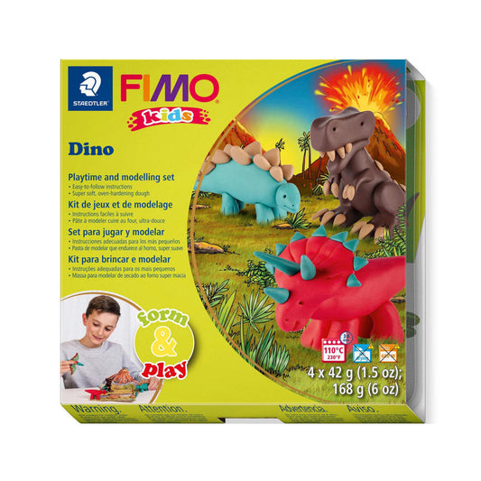 CHILDRENS POLYMER Clay Kit, Fimo Dinosaur Modelling Craft Set, Kids Stocking Filler Gift