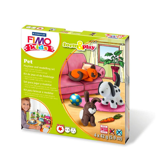 Fimo Kids Polymer Clay Pet Modelling Kit, Childrens Crafts, Rabbit Dog & Cat Clay Craft Christmas or Birthday Gift