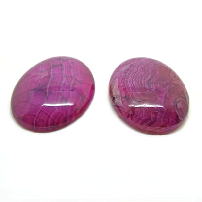 2x Agate Cabochons, 40mm Deep Pink Dragon Vein Agate for Jewellery Making
