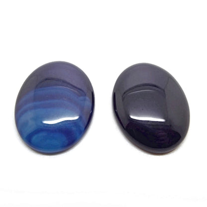 40x30mm Blue Agate Oval Cabochons, Flatback Wire Wrapping Stone
