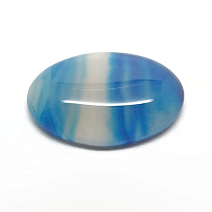2x 40x30mm Blue Agate Oval Cabochons, Flatback Wire Wrapping Stone