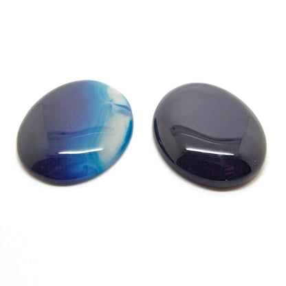 40x30mm Blue Agate Oval Cabochons, Flatback Wire Wrapping Stone