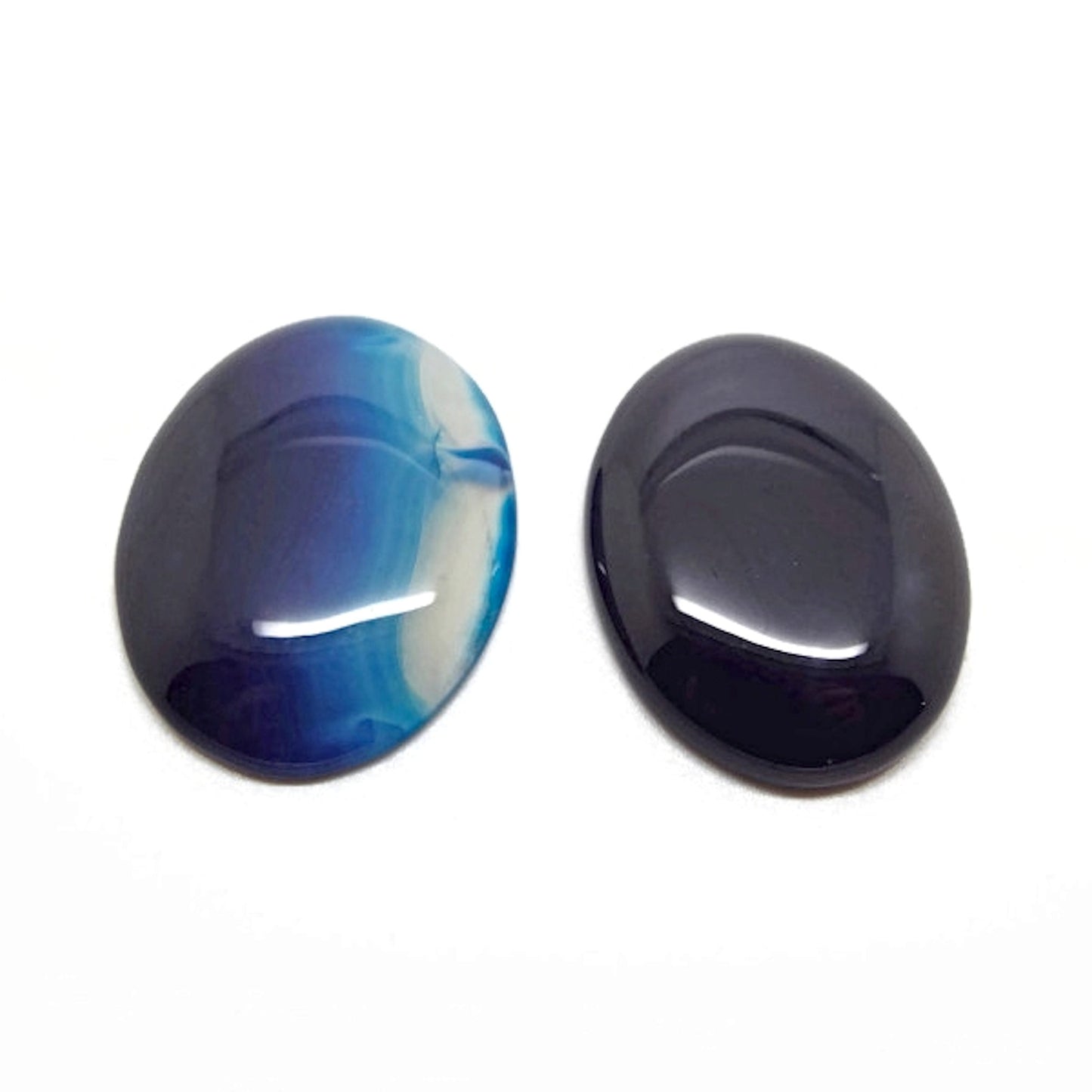 40x30mm Blue Agate Oval Cabochons, Flatback Wire Wrapping Stone