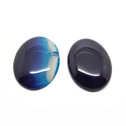 40x30mm Blue Agate Oval Cabochons, Flatback Wire Wrapping Stone