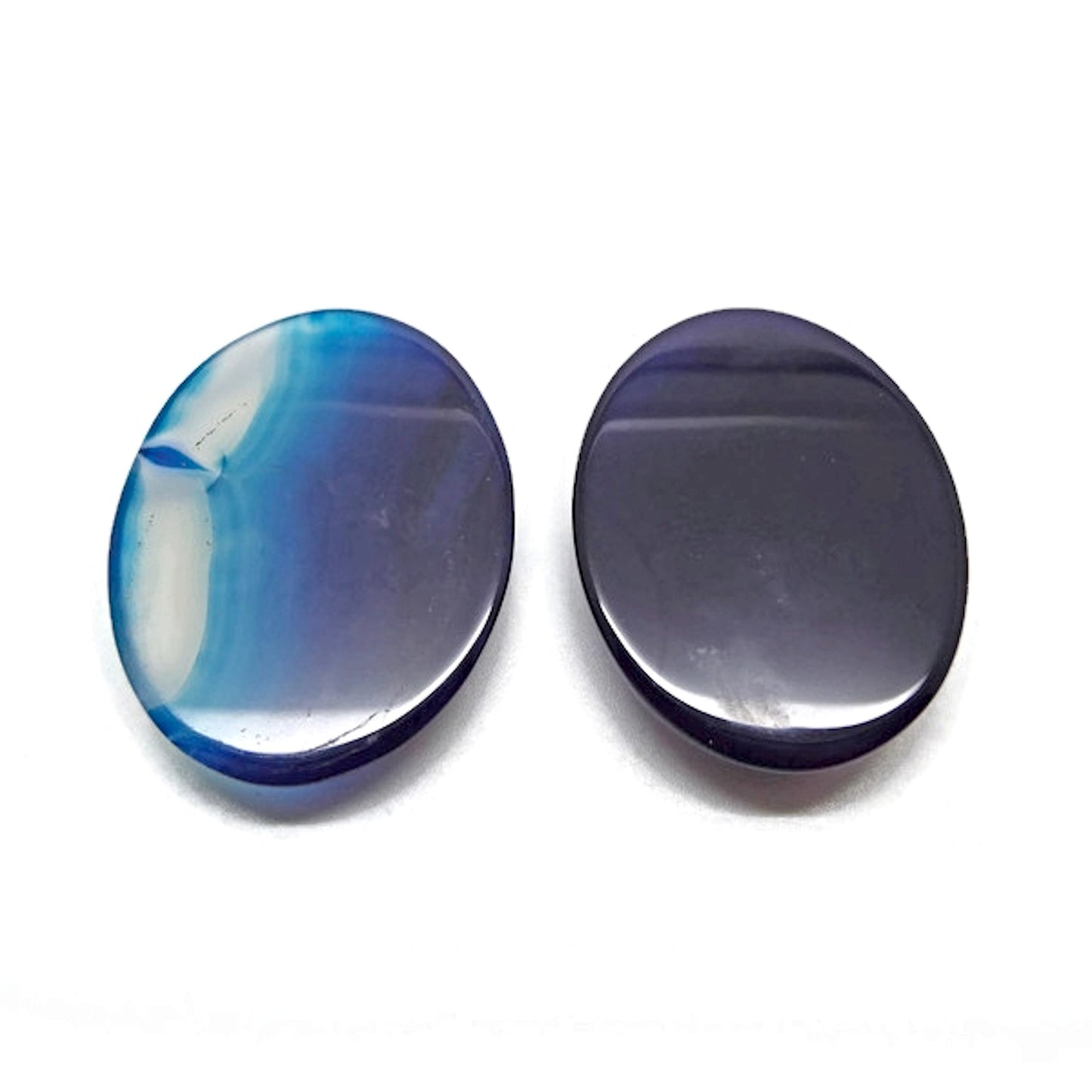 40x30mm Blue Agate Oval Cabochons, Flatback Wire Wrapping Stone