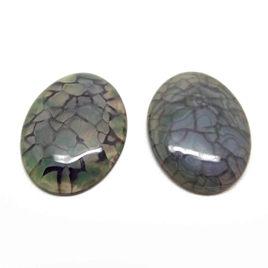 2x Agate Cabochons, 40mm Cyan Green Dragon Vein Agate for Jewellery Making