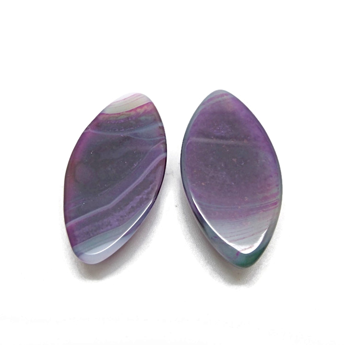 Agate Cabochons, 40x20x5mm, No Hole Jewellery Gemstone in Purple Blue Pink, Horse Eye Shaped Stone