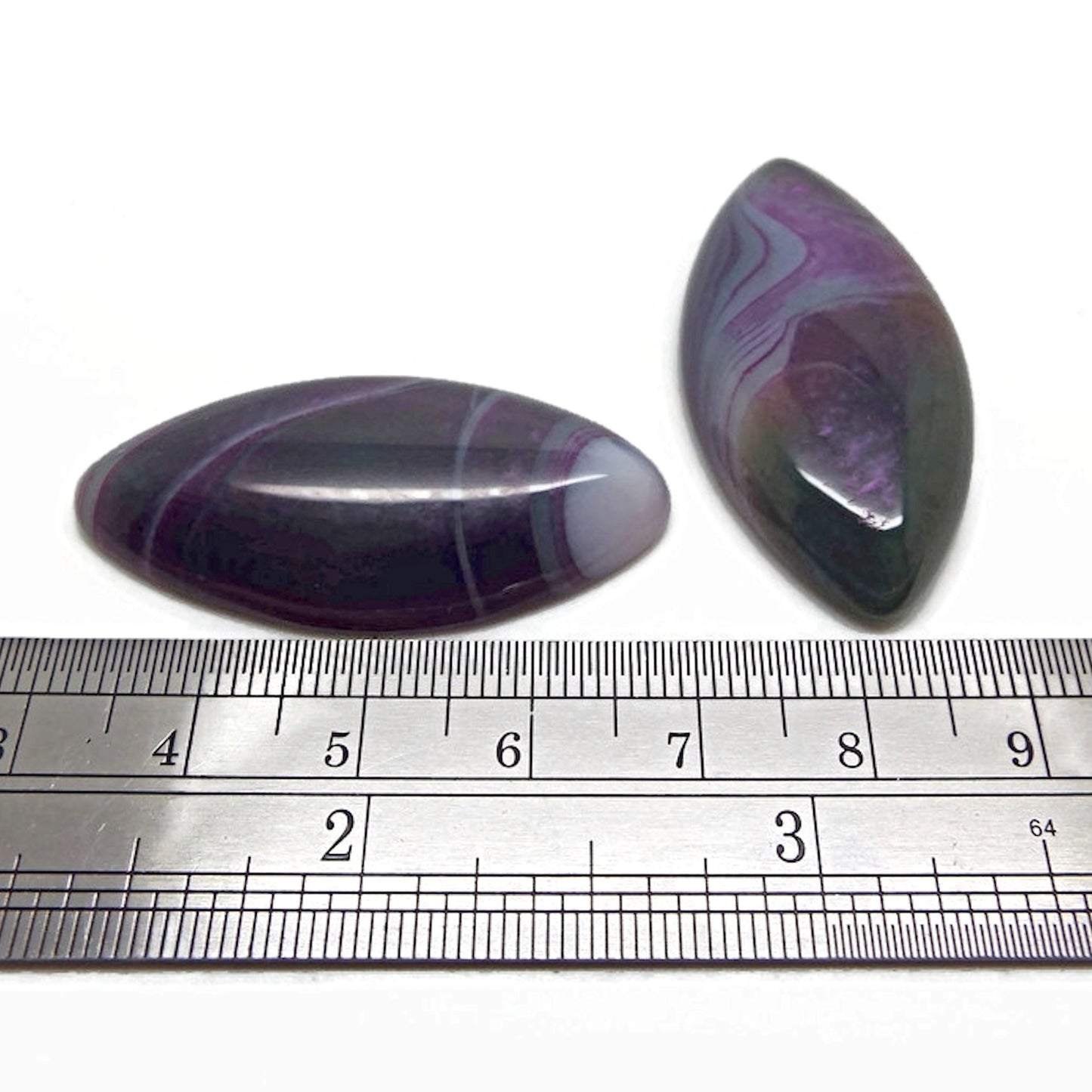 Agate Cabochons, 40x20x5mm, No Hole Jewellery Gemstone in Purple Blue Pink, Horse Eye Shaped Stone