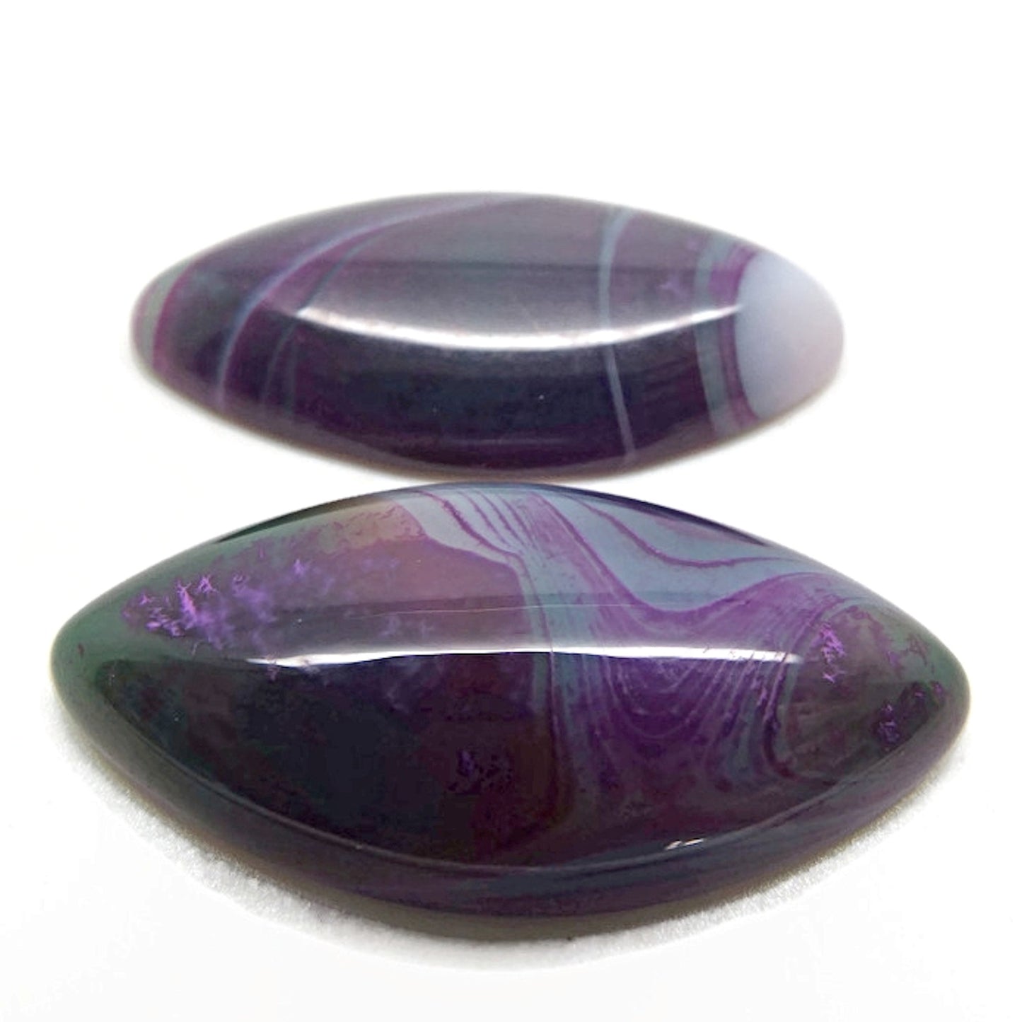 Agate Cabochons, 40x20x5mm, No Hole Jewellery Gemstone in Purple Blue Pink, Horse Eye Shaped Stone