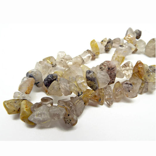 GOLDEN RUTILATED Quartz Semi-Precious Gemstone Chip Beads, 15in Strand, Natural Large Quartz Chips for Jewellery Making