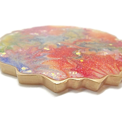 Handmade Decorative Plate or Large Coaster in Autumn Colours with Silicone Feet, 12cm