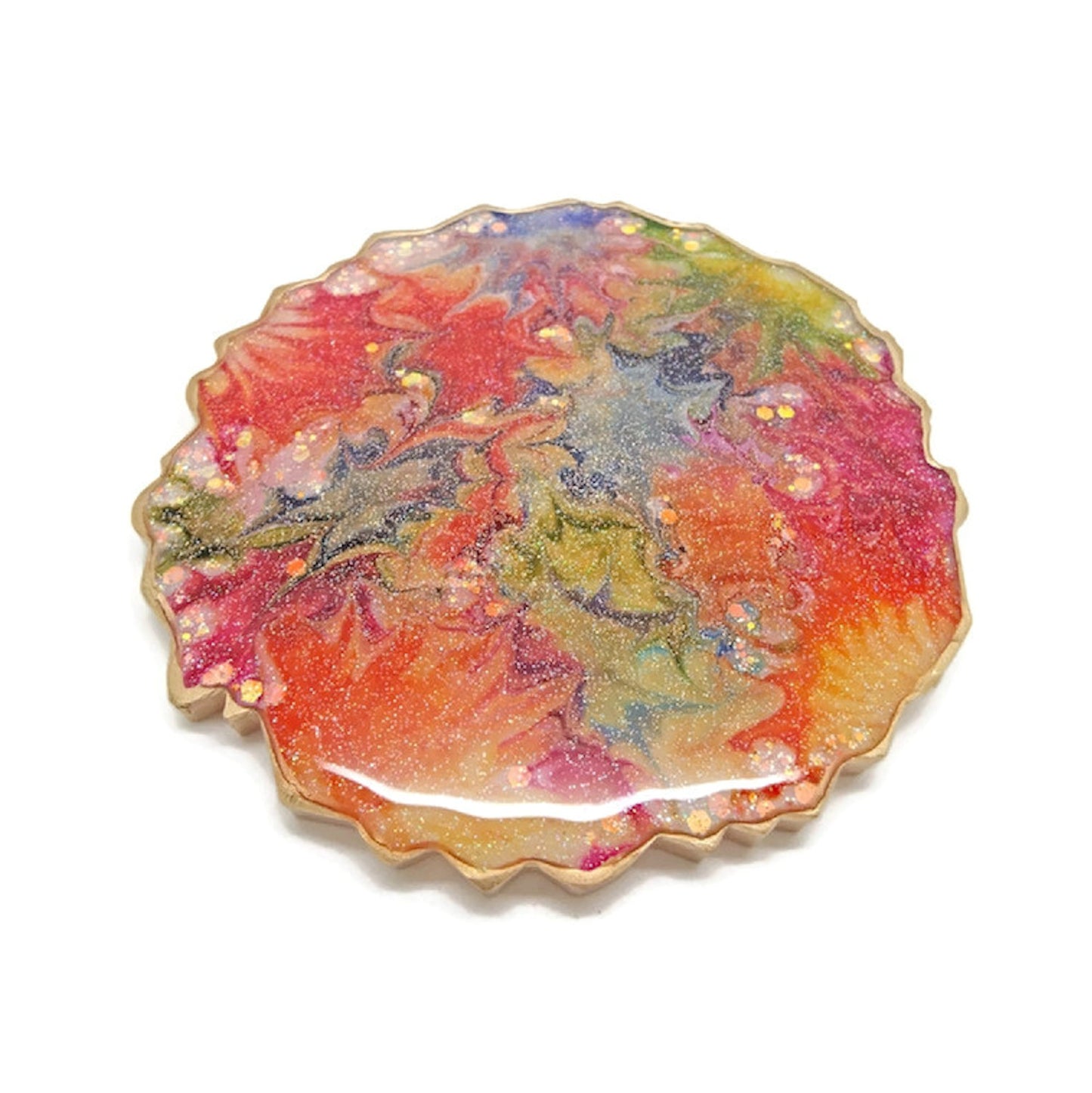 Handmade Decorative Plate or Large Coaster in Autumn Colours with Silicone Feet, 12cm