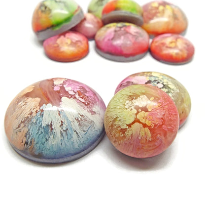 12 Domed Rainbow Cabochons in Pastel Colours for Jewellery Crafts & Mixed Media Art