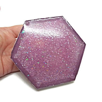 Purple Shell Trinket Dish 11.5x10x9cm, Handmade with Resin, Glass Chips & Glitter