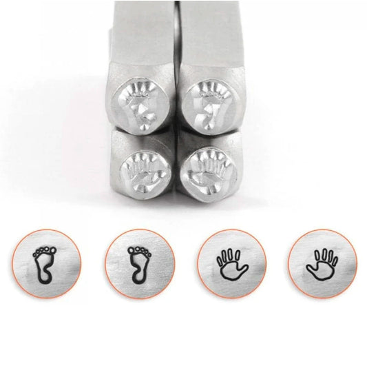 4 HANDS AND FEET 6mm Metal Stamps, ImpressArt Hand Stamping Punch Set, Jewellery Design Tool