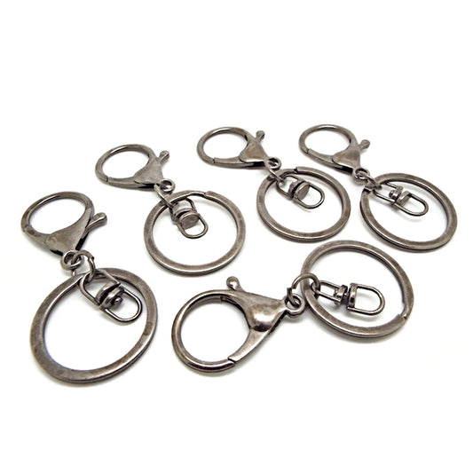 5 Pcs GUNMETAL KEYCHAINS with Lobster Clasp and Swivel Centre, 67mm Keyring Blanks