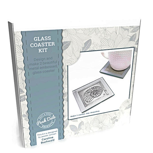 METAL CRAFT Embossing Starter Kit, 2 Coaster Set includes Glass Coasters, Full Instructions, Everything Included