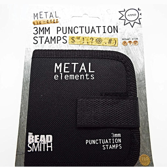 9pc PUNCTUATION STAMP Set, 3mm Metal Stamps in Black Case Question Mark, Exclamation, Jewellery Stamping & Metalwork Tools