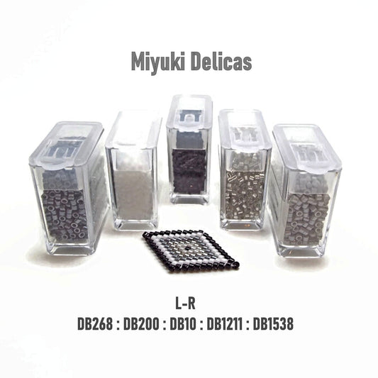 25g Miyuki Delica 11/0 2mm Black White Seed Beads in 5 Colours for Looming and Beading