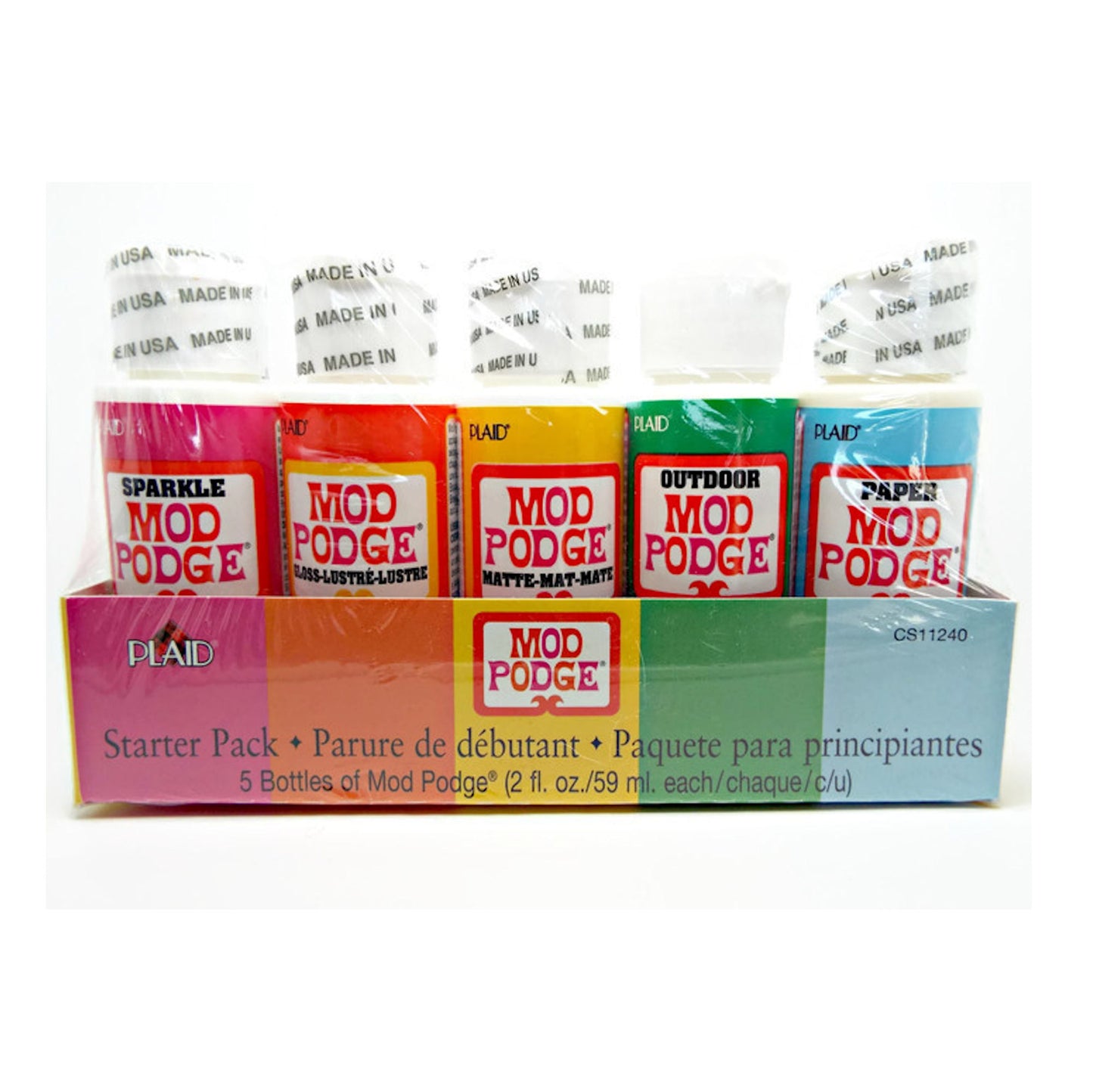 MOD PODGE Mini Starter Set, 5x 2oz Bottles, Gloss, Matte, Sparkle, Outdoor, Paper, Decoupage and Scrapbooking